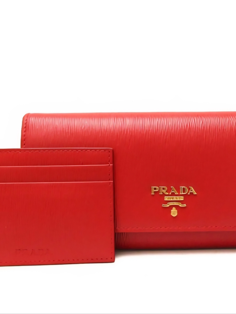 Prada Red Saffiano Vitello Move Wallet Crossbody Bag Id Card Holder With Chain - Picture 2 of 16